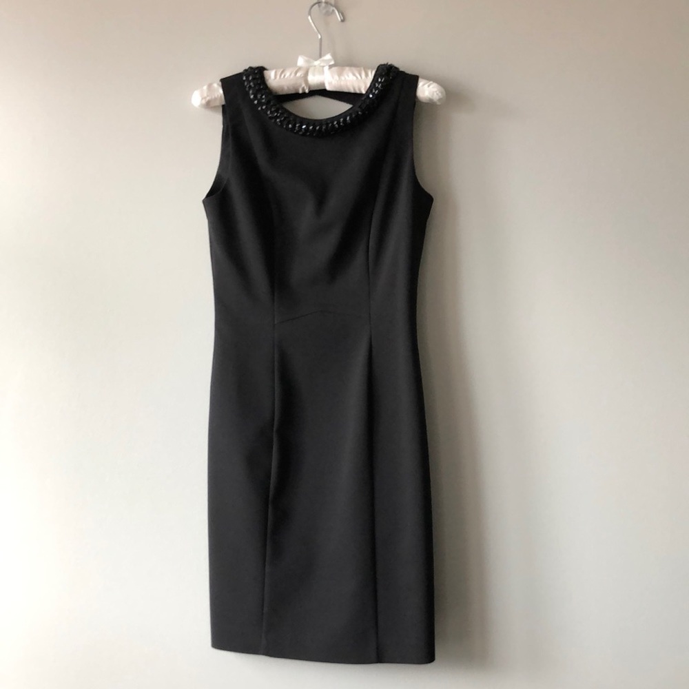 EUC LBD beaded neckline cutout back HM 6